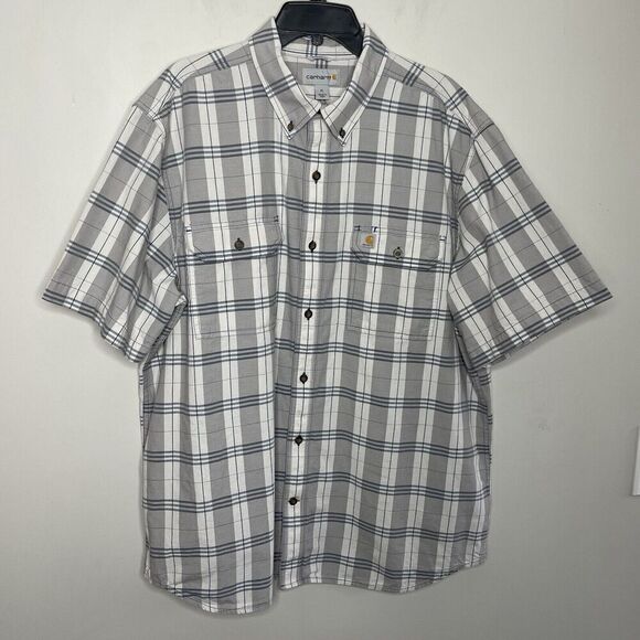 CARHARTT Plaid Shirt Men XL Original Fit Midweight Button Down Gray 104175 - Picture 1 of 13